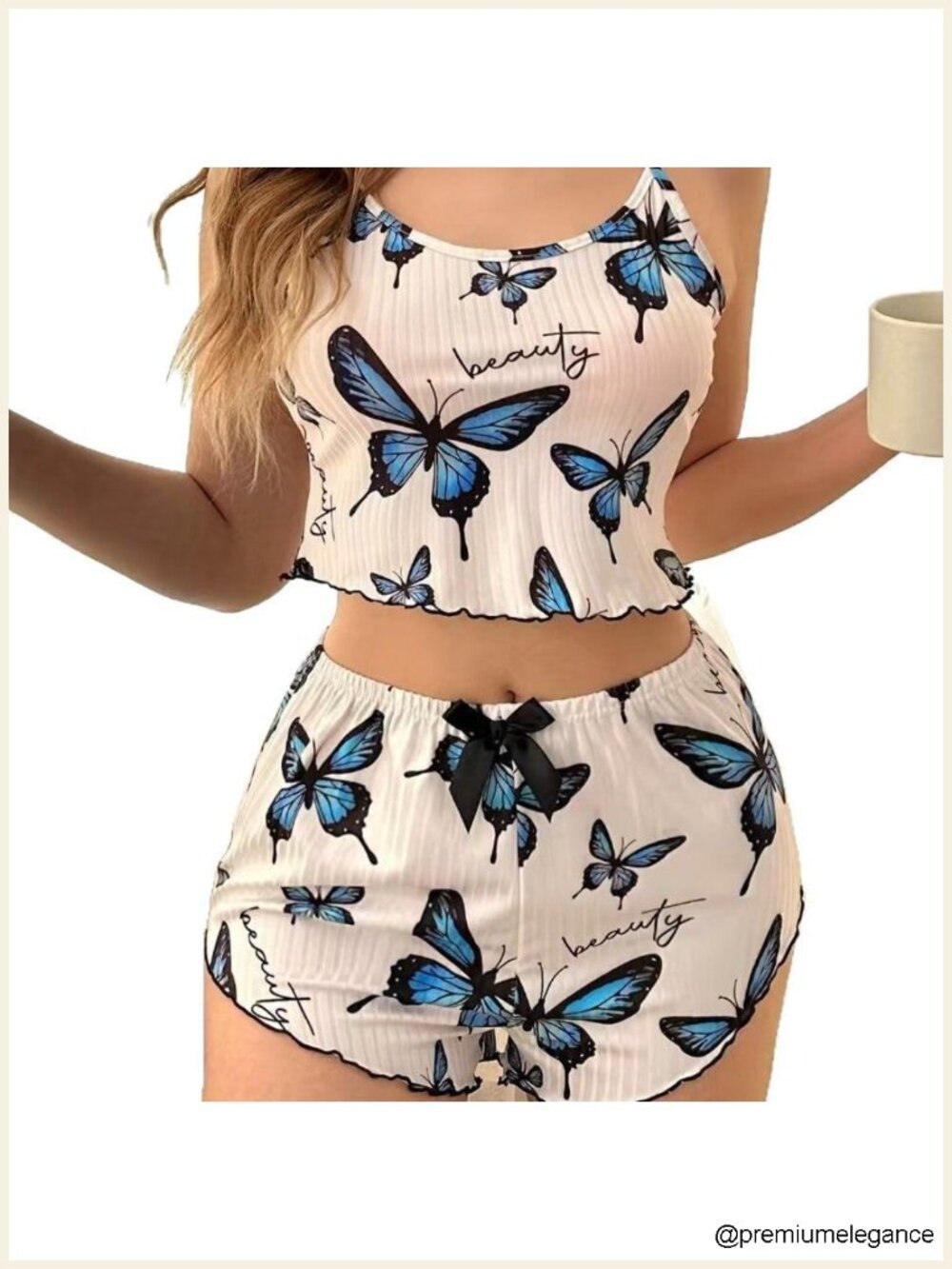 Strawberry Print Crop Cami Pajama Set Women Summer Sleepwear Lounge Shorts 3